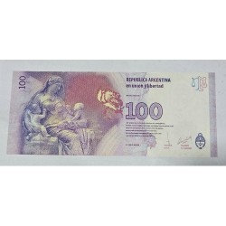 Cédula da Argentina 100 pesos 60 anos evita peron FE P358