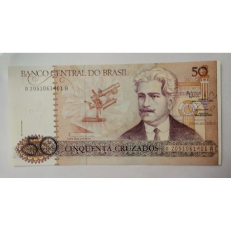 Cedula Brasil 50 cruzeiros C184 Soberba-FE sem dobras pequenas manchas