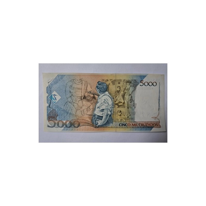 Cédula Brasil 5 Cruzados Novos (5000 Cruzados) - Série Reposição com Asterisco - C200a - FE