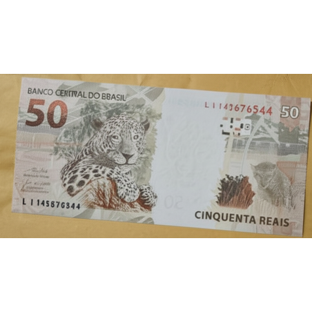 Cédula Brasil 50 reais letras LI FE