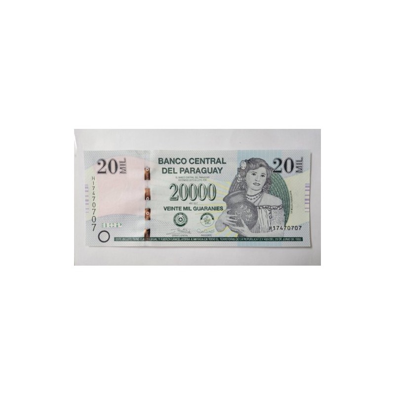 Cédula do Paraguai 20 mil guaranis FE 2017