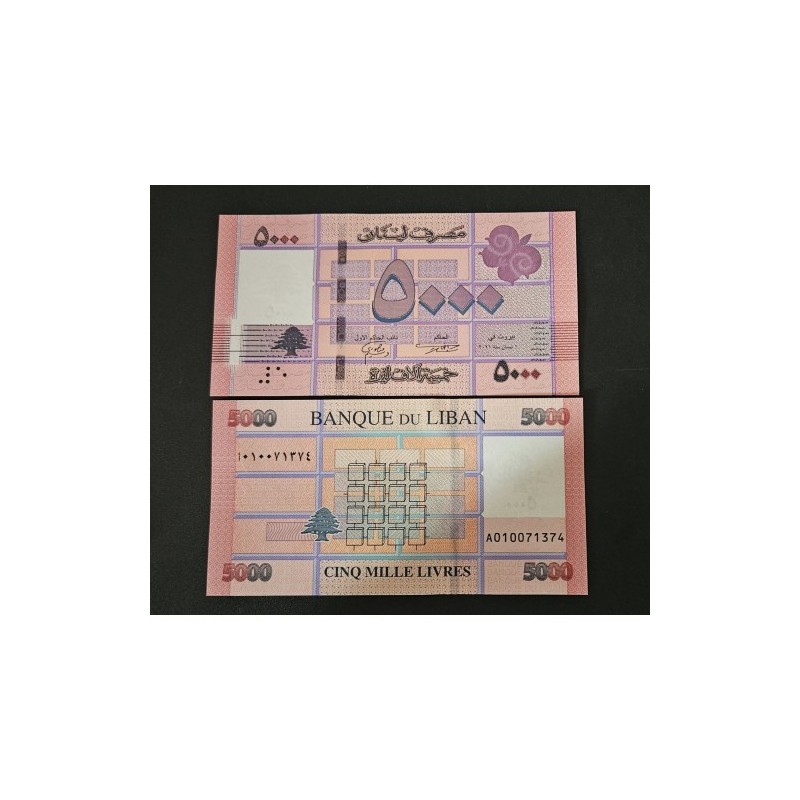 Cédula do Libano 5000 livres FE