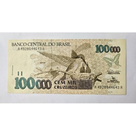 Cédula Brasil 100 mil cruzeiros C227 FE