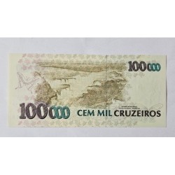Cédula Brasil 100 mil cruzeiros C228 FE