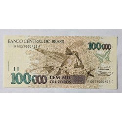 Cédula Brasil 100 mil cruzeiros C228 FE