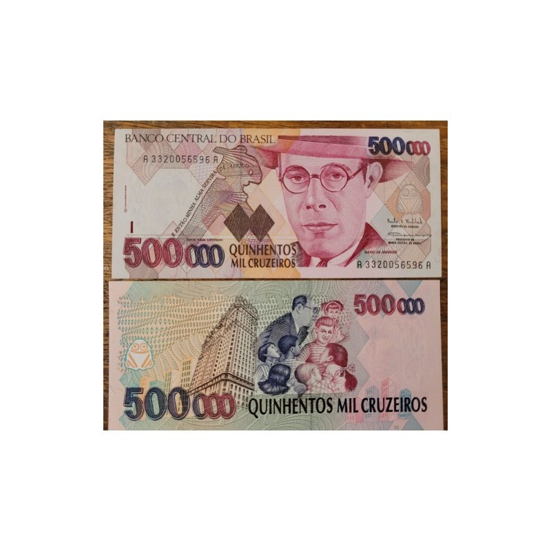Cédula Brasil 500 mil cruzeiros C231 FE