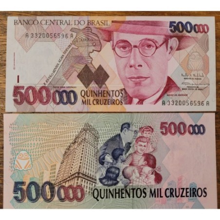 Cédula Brasil 500 mil cruzeiros C231 FE
