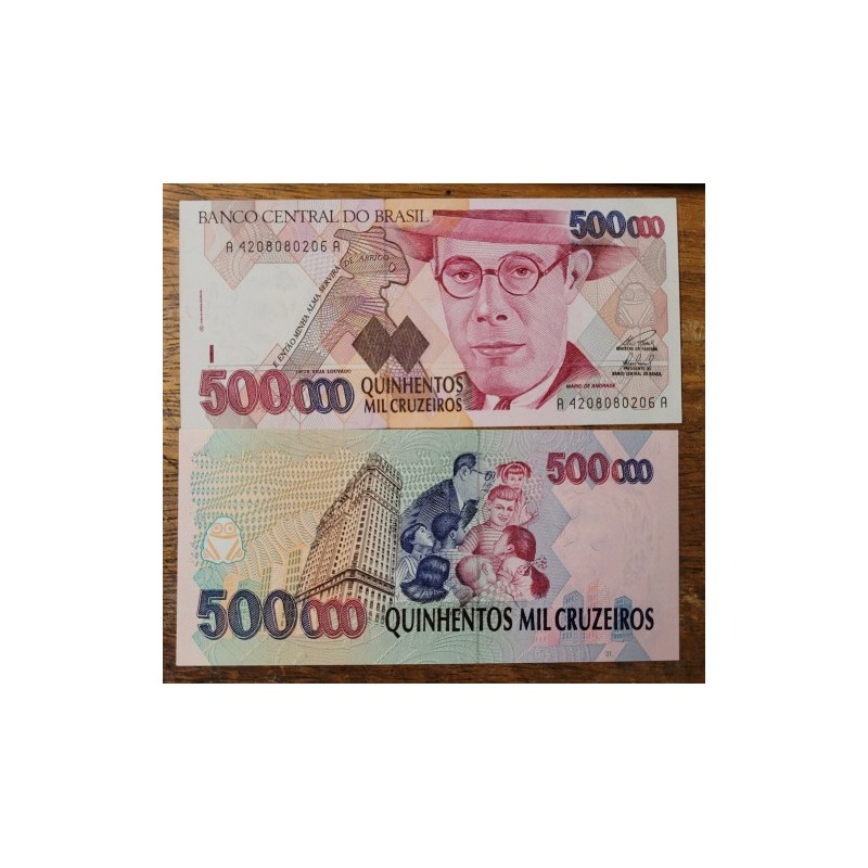 Cédula Brasil 500 mil cruzeiros C232 FE