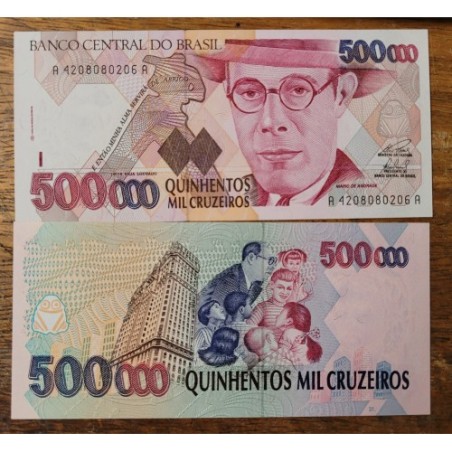 Cédula Brasil 500 mil cruzeiros C232 FE