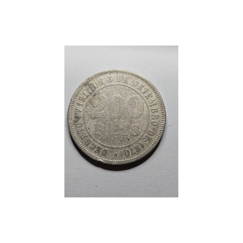 V018 Moeda Brasil império 200 réis 1875 data escassa