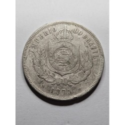 V018 Moeda Brasil império 200 réis 1875 data escassa