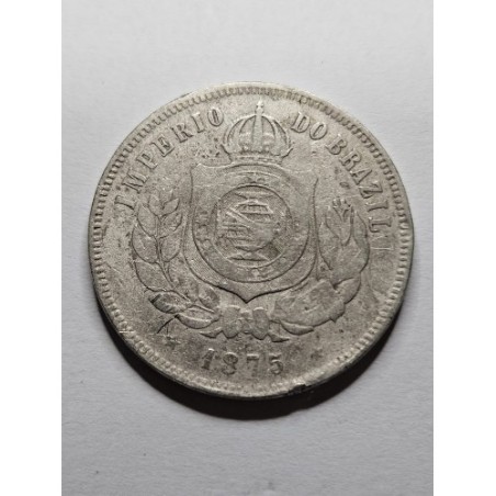 V018 Moeda Brasil império 200 réis 1875 data escassa