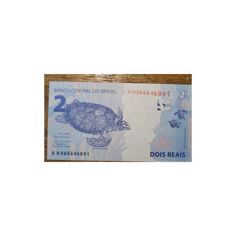 Cédula Brasil 2 reais HH Paulo Guedes FE