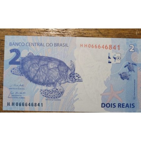 Cédula Brasil 2 reais HH Paulo Guedes FE