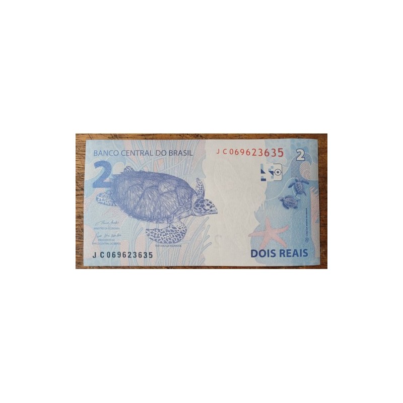 Cédula Brasil 2 reais Letras JC FE