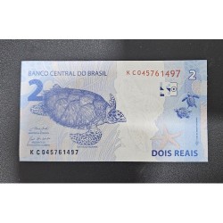 Cédula Brasil 2 reais Letras KC FE