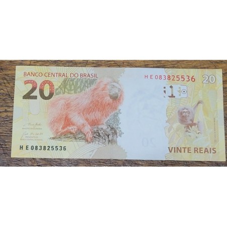 Cédula Brasil 20 reais HE Paulo Guedes FE