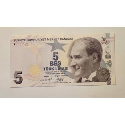 Cedula da Turquia 5 liras Fe