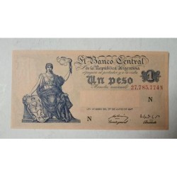 Cédula da Argentina 1 peso P257a FE