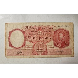 Cédula Da Argentina 10 Pesos P265 Mbc
