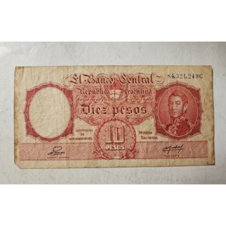 Cédula Da Argentina 10 Pesos P265 Mbc