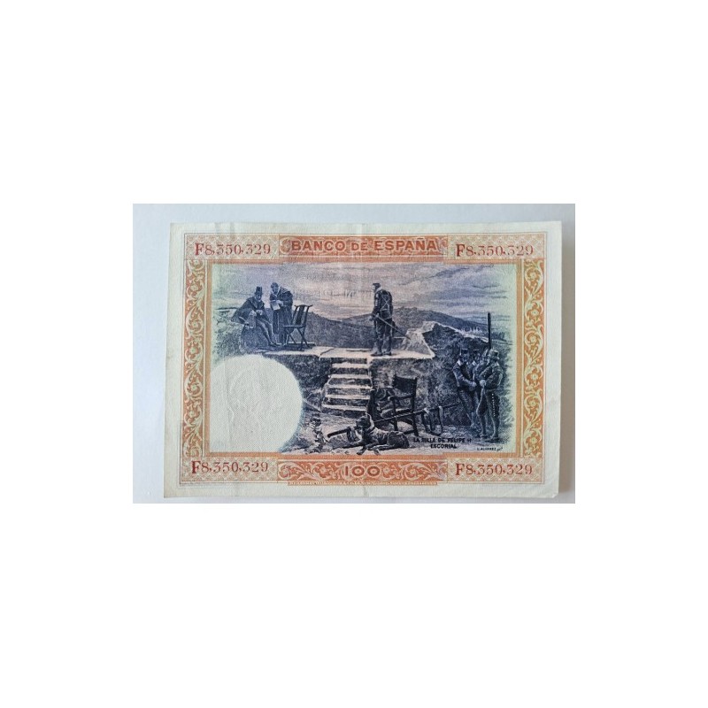 Cédula da Espanha 100 pesetas 1925 Soberba