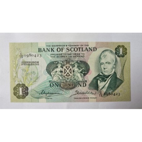 Cédula da Escocia 1 libra P111b Soberba leve dobra central