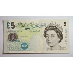 Cédula da Inglaterra 5 libras P391d FE Rainha Elizabeth II
