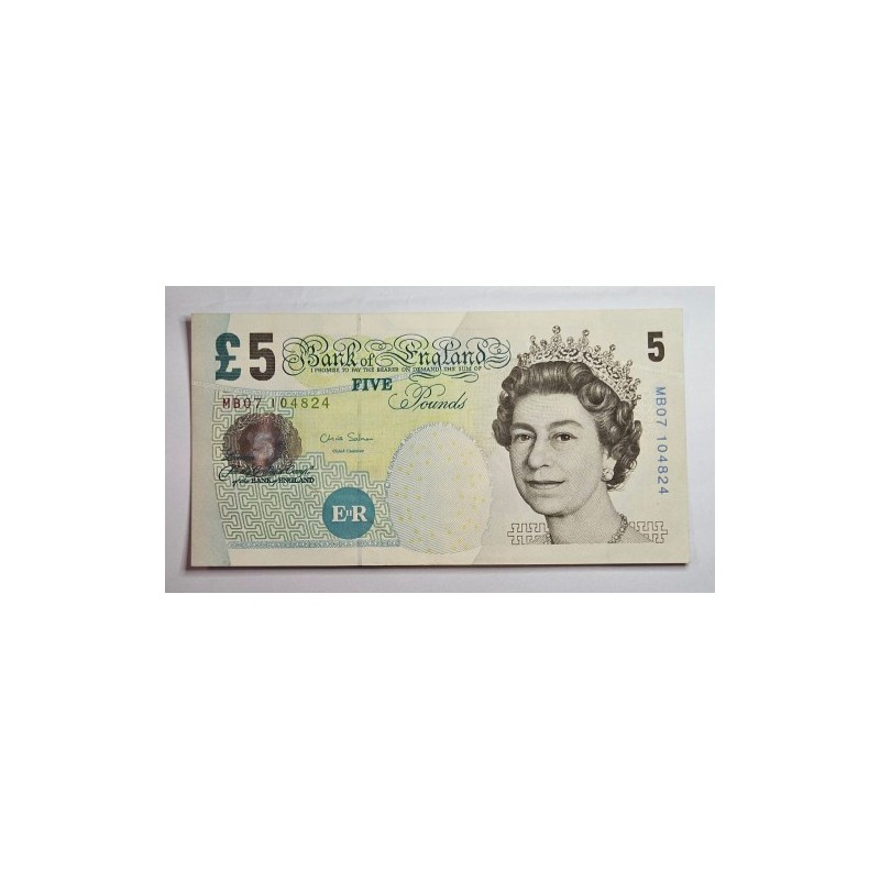 Cédula da Inglaterra 5 libras P391d FE Rainha Elizabeth II