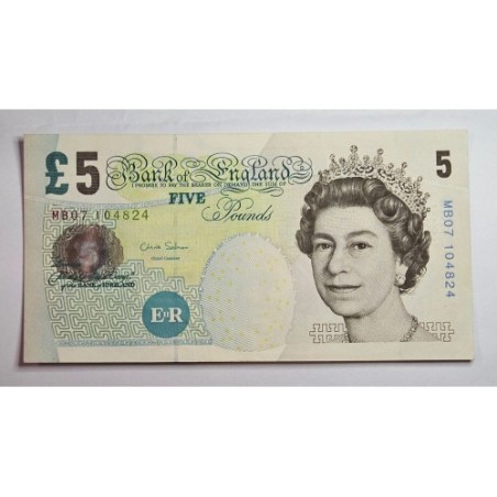 Cédula da Inglaterra 5 libras P391d FE Rainha Elizabeth II