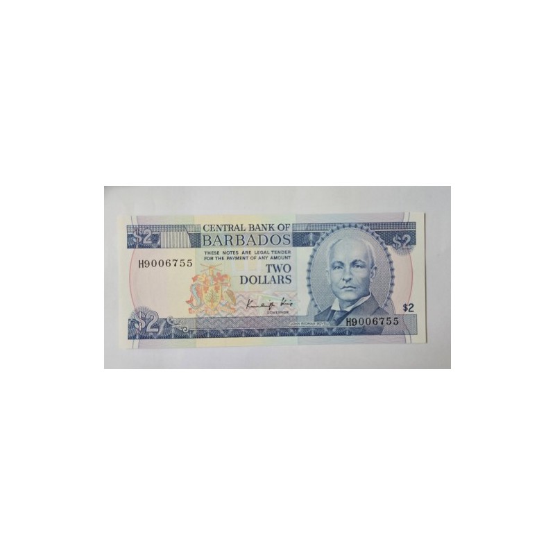 Cedula de Barbados 2 dolares P66 FE