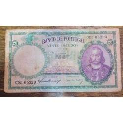 Cédula de Portugal 20 escudos ouro 1951 MBC