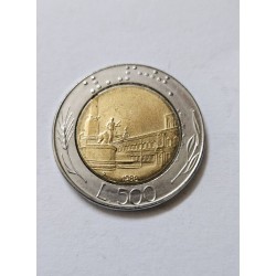 Moeda Italia 500 Liras 1988 - Bimetálica com Vista de Roma
