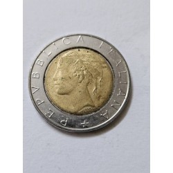 Moeda Italia 500 Liras 1988 - Bimetálica com Vista de Roma