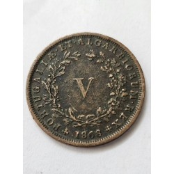 Moeda de Portugal V réis 1868 KM513