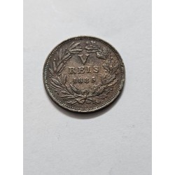Moeda de Portugal V réis 1885 Dom Luiz