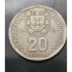 Moeda de Portugal 20 escudos 1986