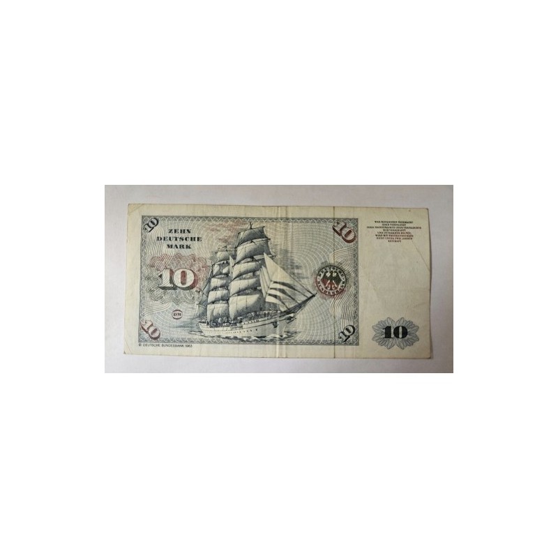 Cédula da Alemanha 10 marcos mbc 1980