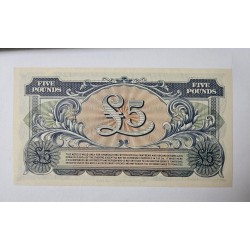 Cédula da Inglaterra 5 libras forças armadas britânicas FE M23