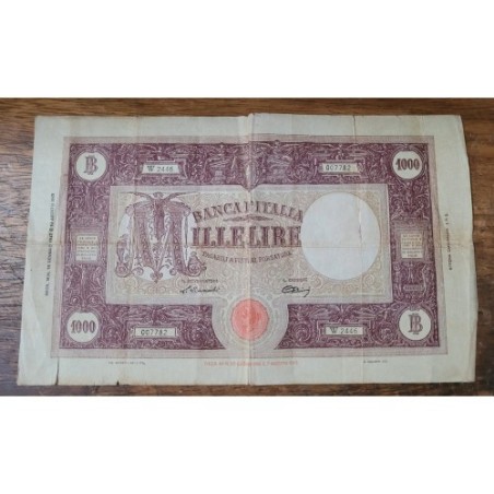Cédula da Itália 1000 liras 1943 P72a Mbc