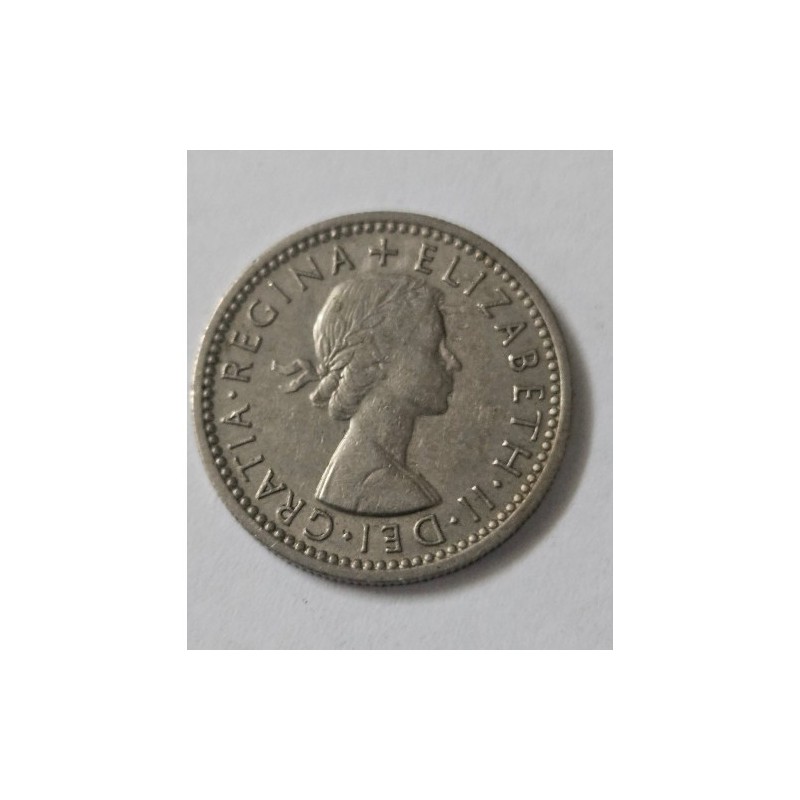 Moeda da Inglaterra 6 pence 1956 Rainha Elizabeth II