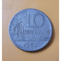 Moeda Brasil 10 centavos 1967 MBC
