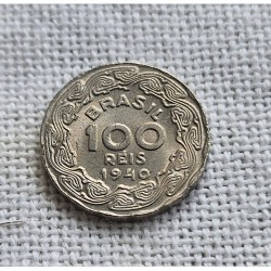 V164 Moeda Brasil 100 reis 1940 Flor de Cunho