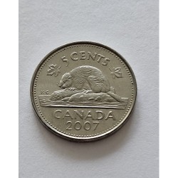 Moeda do Canadá 5 cents 2007 Rainha Elizabeth II