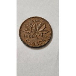 Moeda do Canada 1 cent 1969 Rainha Elizabeth II