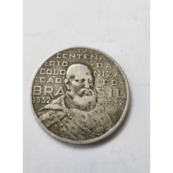 Moeda Brasil republica prata IV centenario Colonização 2000 réis 1932 MBC