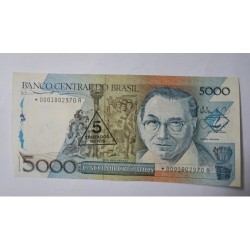 Cédula Brasil 5 Mil Cruzados Novos  - Série Asterisco Reposição FE