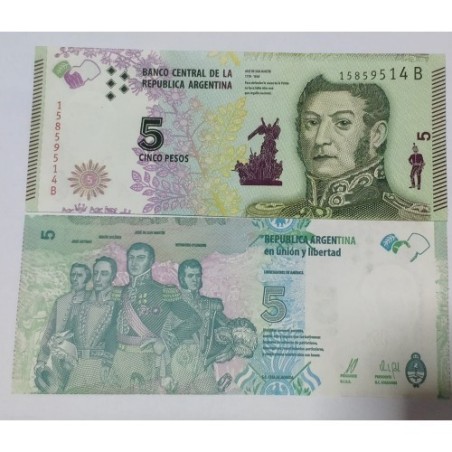 Cédula da Argentina 5 pesos FE