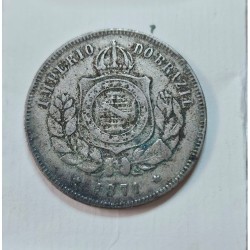 V016 Moeda Brasil Império 200 réis 1871 MBC