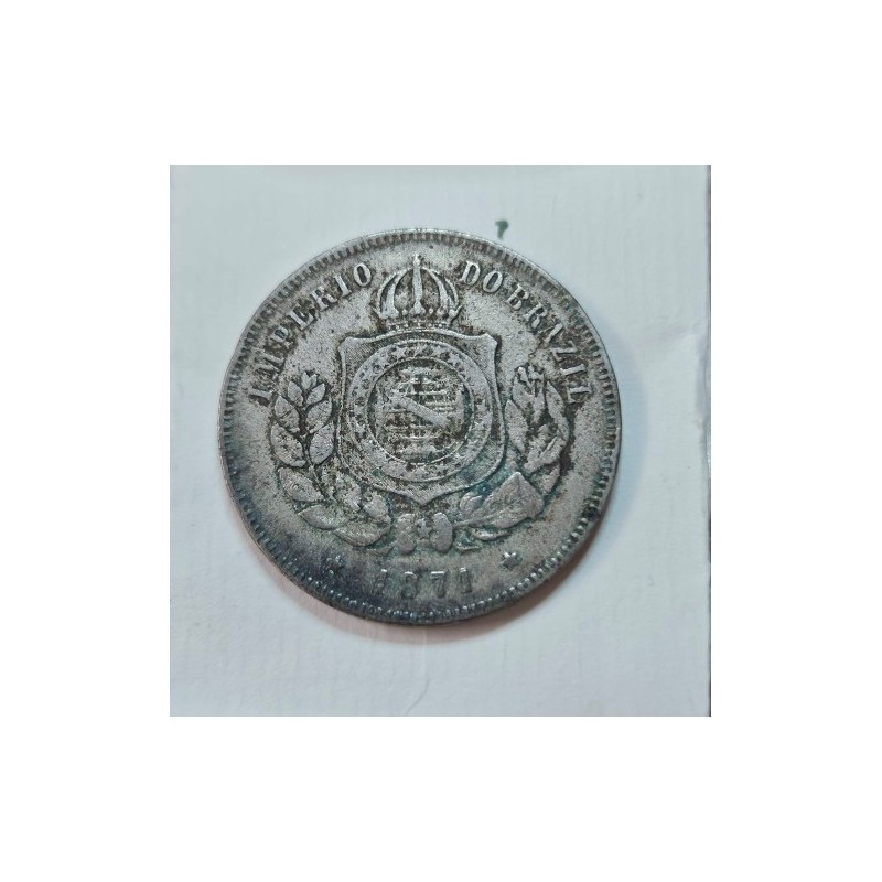 V016 Moeda Brasil Império 200 réis 1871 MBC